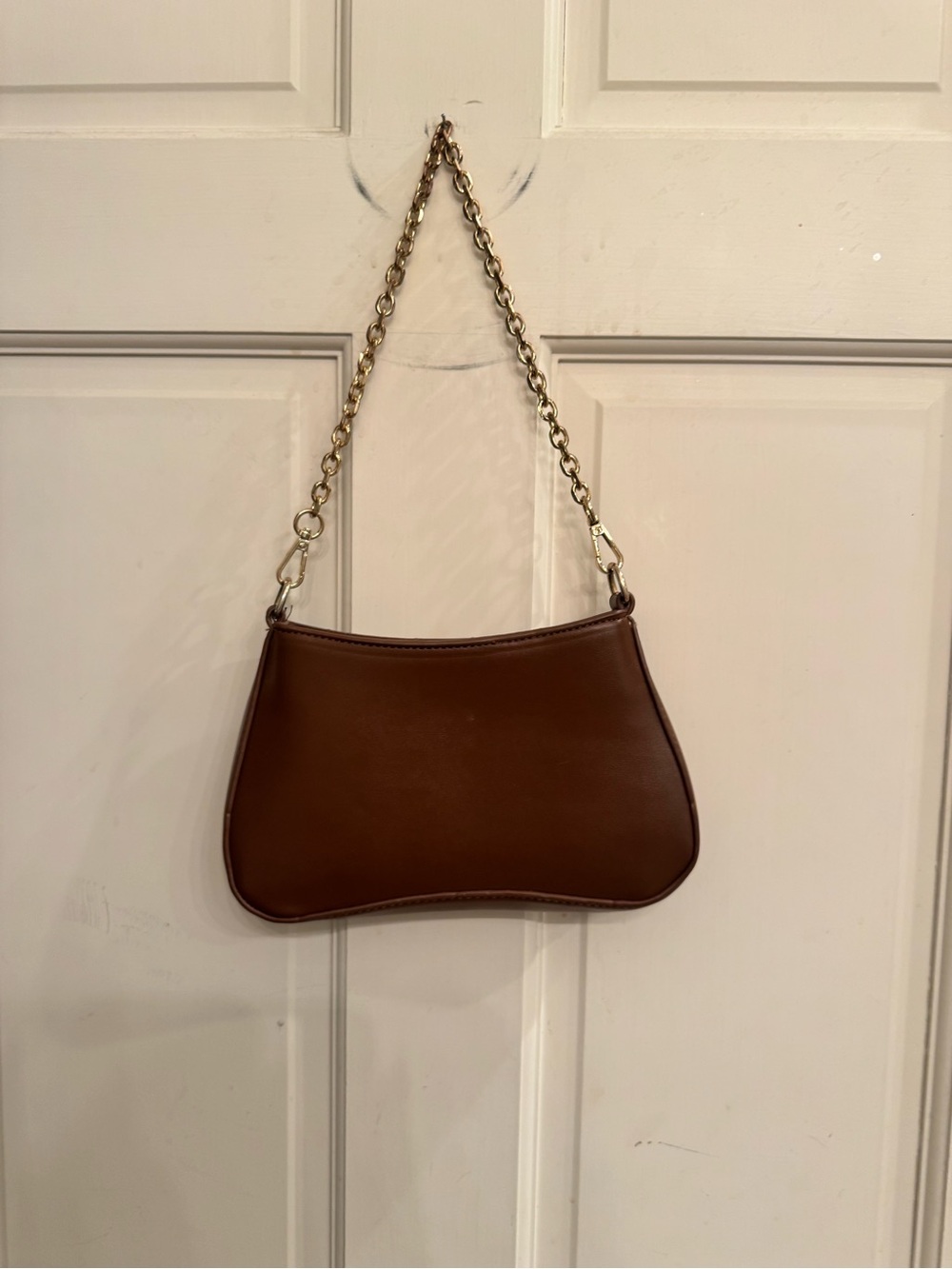 American Threads Brown Mini Bag with Gold Chain